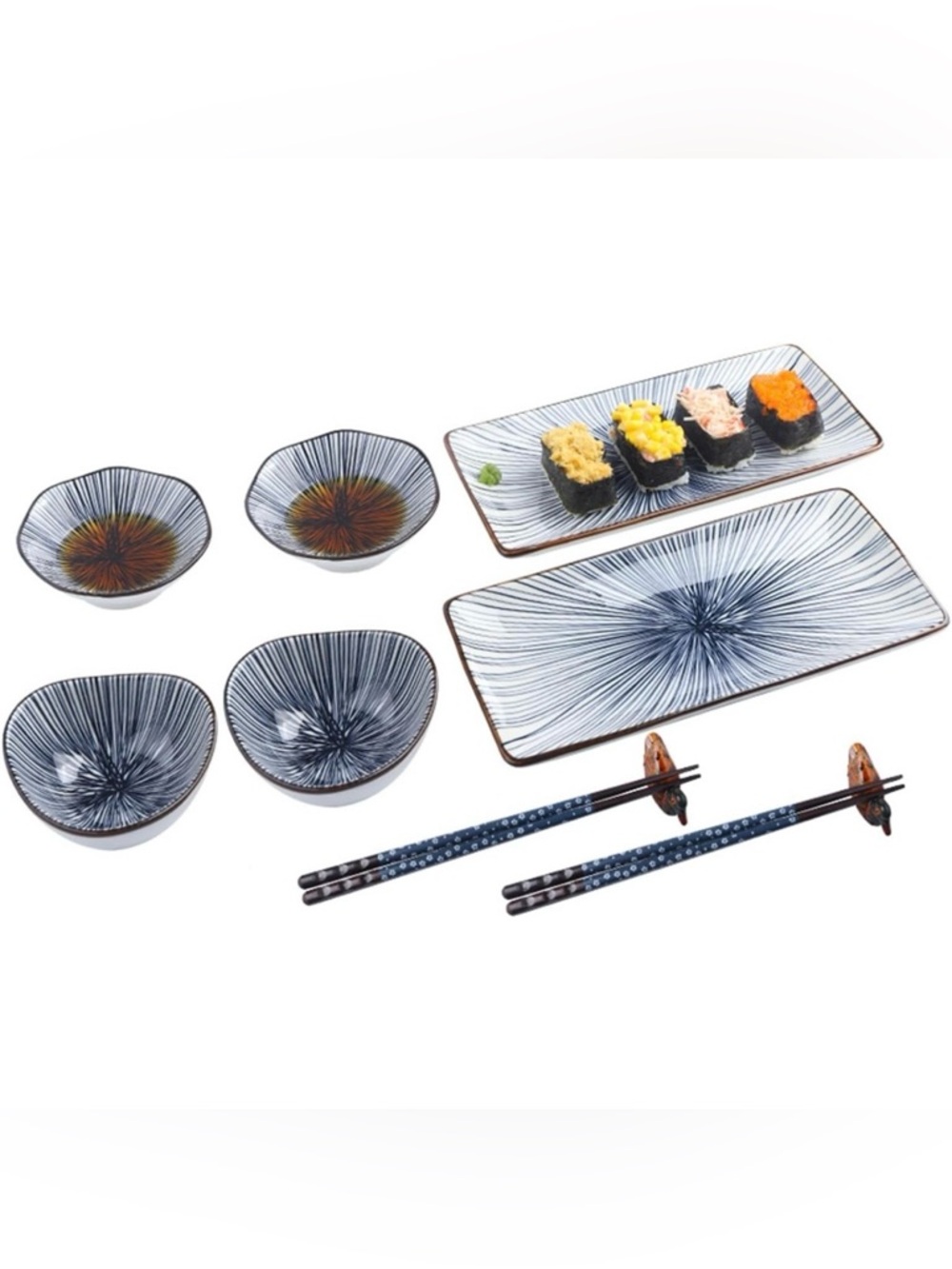 Artcome 10 Pcs Japanese Style Ceramic Sushi Plate Dinnerware Set